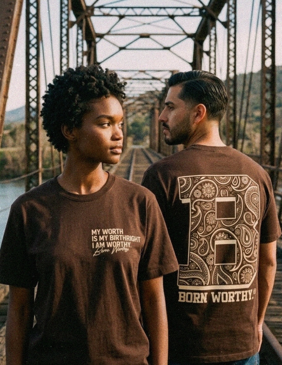 born WORTHY. Paisley Luxe Tee - Brown