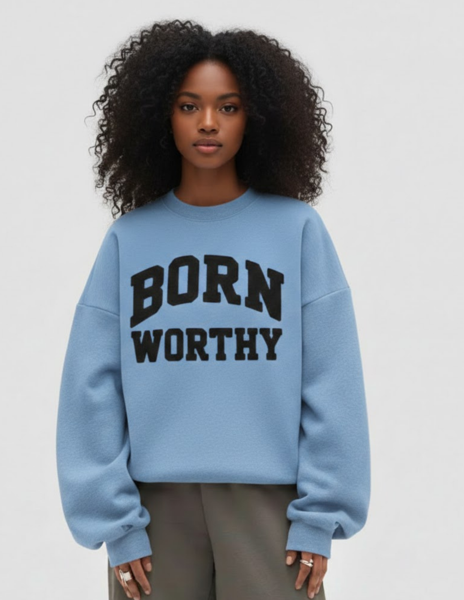 born WORTHY. Collegiate Luxe Sweatshirt - blue