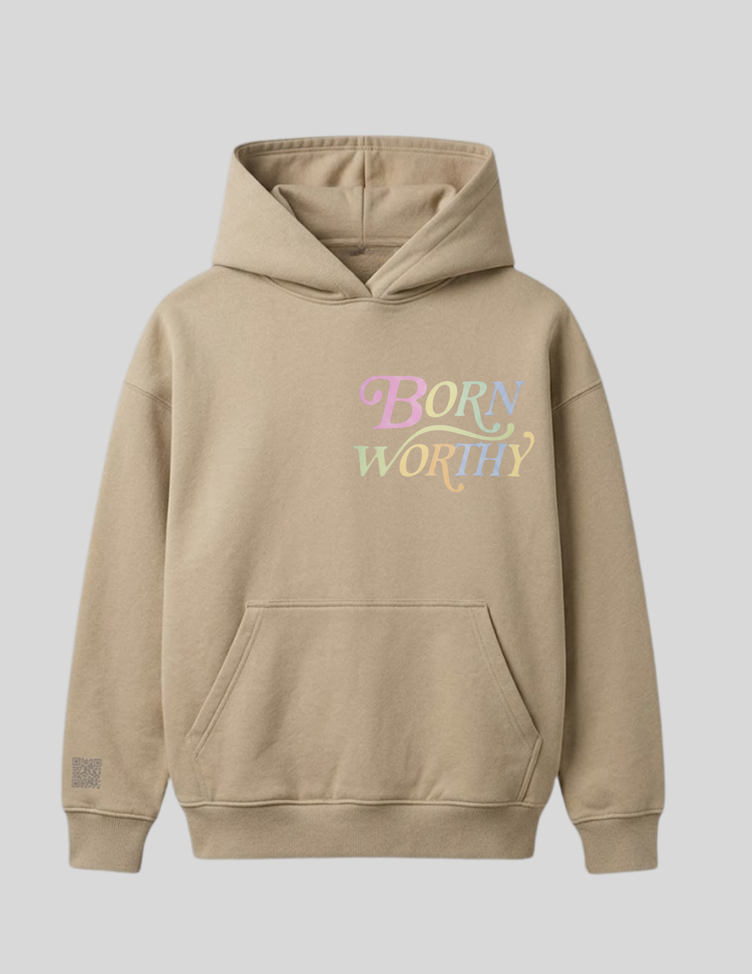 born WORTHY. Pastel  Luxe Hoodie - Tan