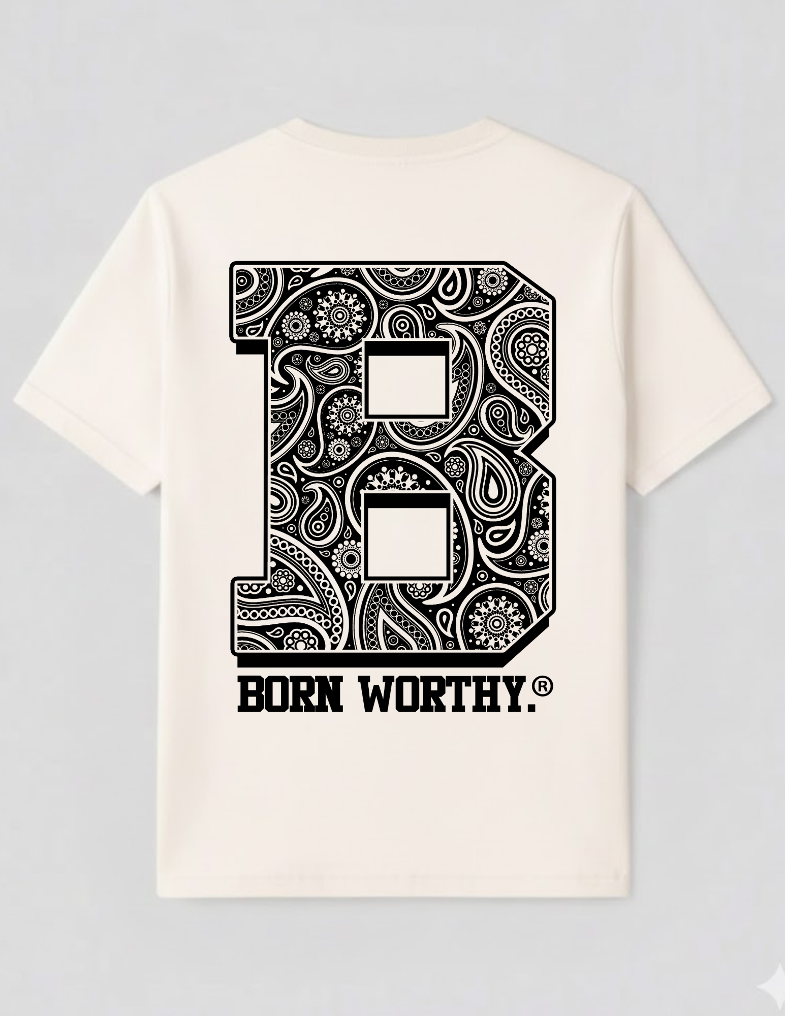 born WORTHY. Paisley Luxe Tee - off white