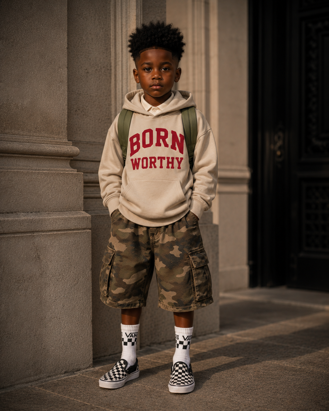 Collegiate Luxe Hoodie | Tan (Kids)